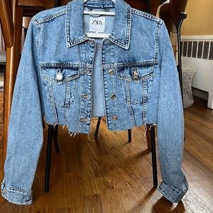 Zara cropped denim jacket small